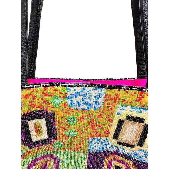 Christiana Beaded Multicolor Abstract Geometric Tote Purse - Picture 10 of 16